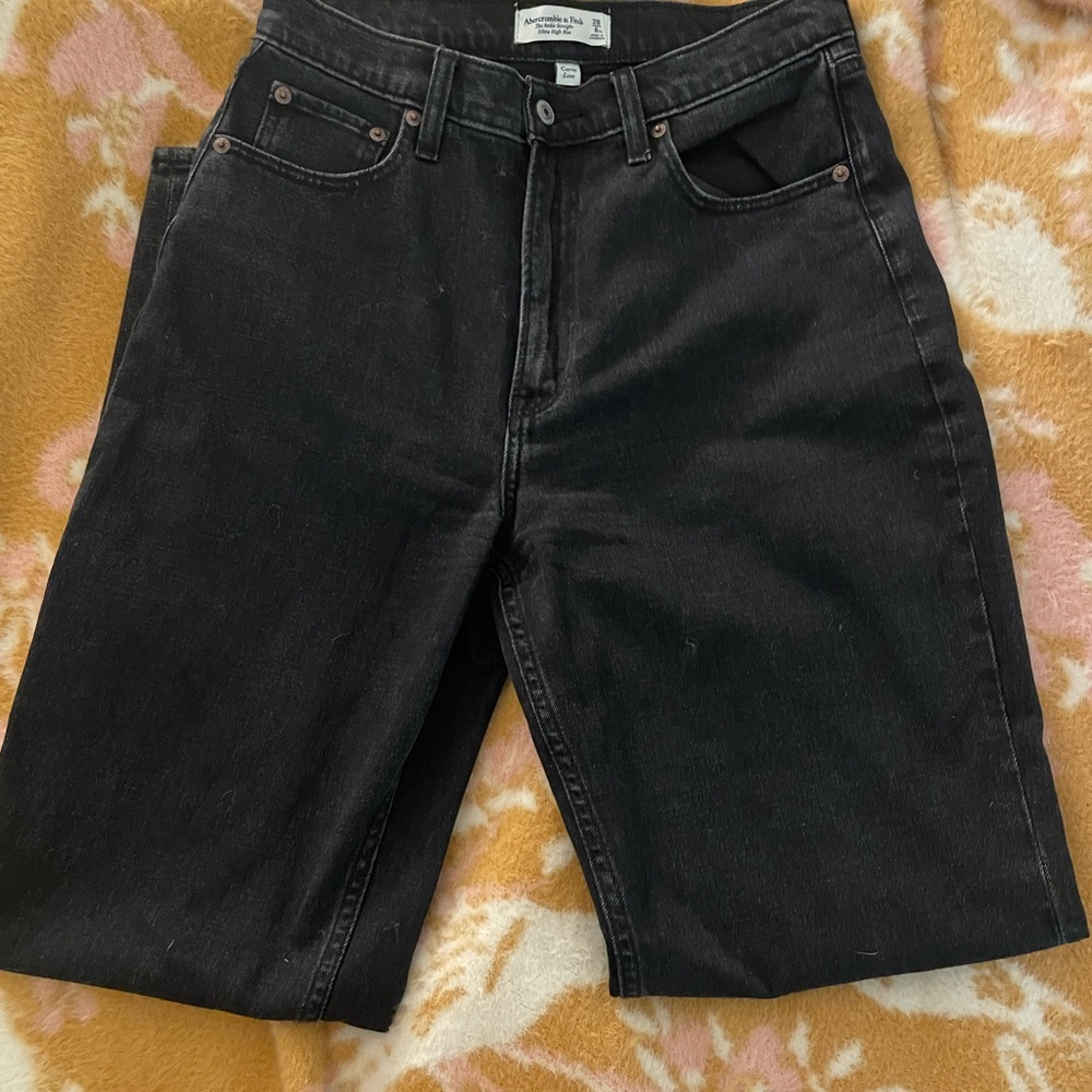 Abercrombie & Fitch Black Jeans | Ankle Straight Ultra High Rise Curve Love